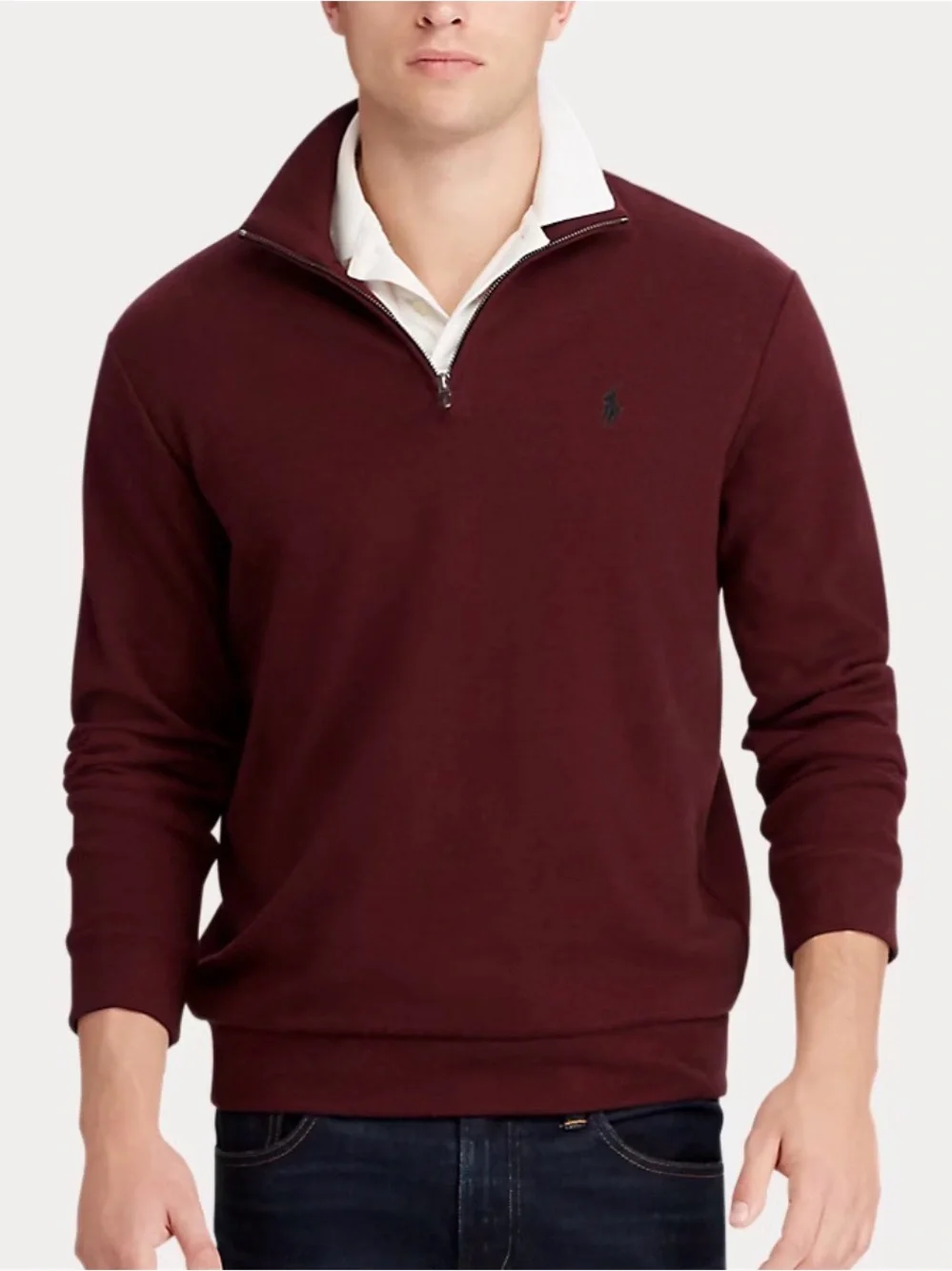 Polo Ralph Lauren 1/2 Zip Textured Knit Sweater Burgundy Blue Pony XL EUC